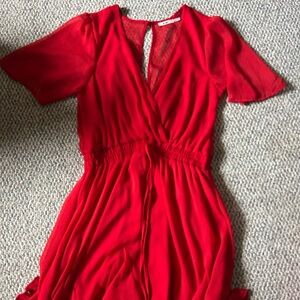 Francesca’s Red Mini Plunge Dress